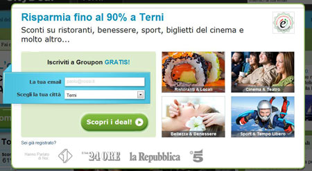 homepage Groupon email da inserire homepage Groupon email da inserire