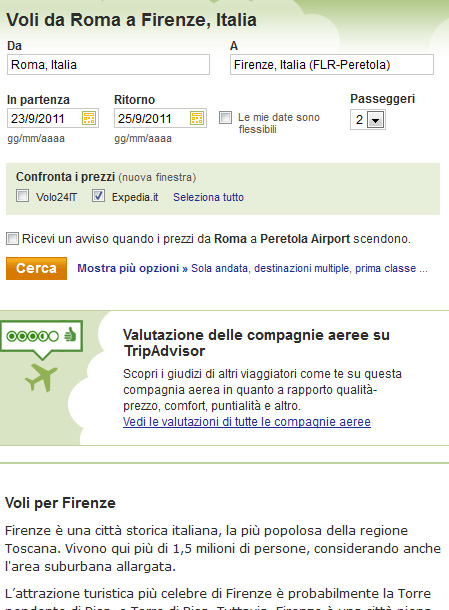 Sezione Voli su TripAdvisor Sezione Voli su TripAdvisor