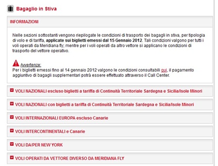 Bagaglio da stiva Meridiana Bagaglio da stiva Meridiana