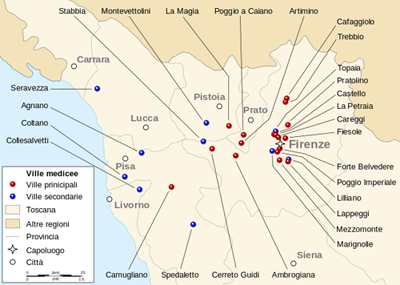 Mappa delle Ville Medicee