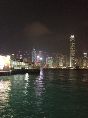 Skyline notturno di Hong Hong
