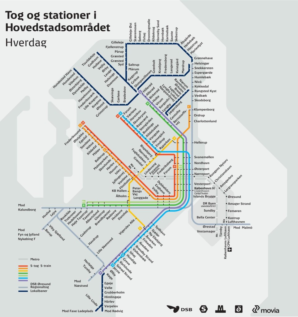 Mappa Metro e Treno Copenaghen