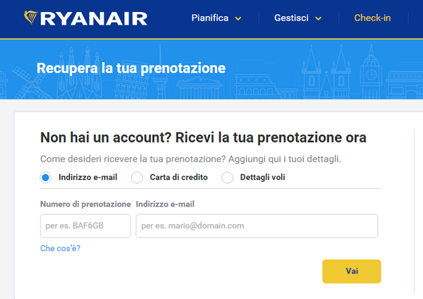 Selezione Opzione Check In Selezione Opzione Check In
