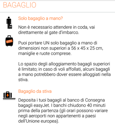 bagaglio easyjet